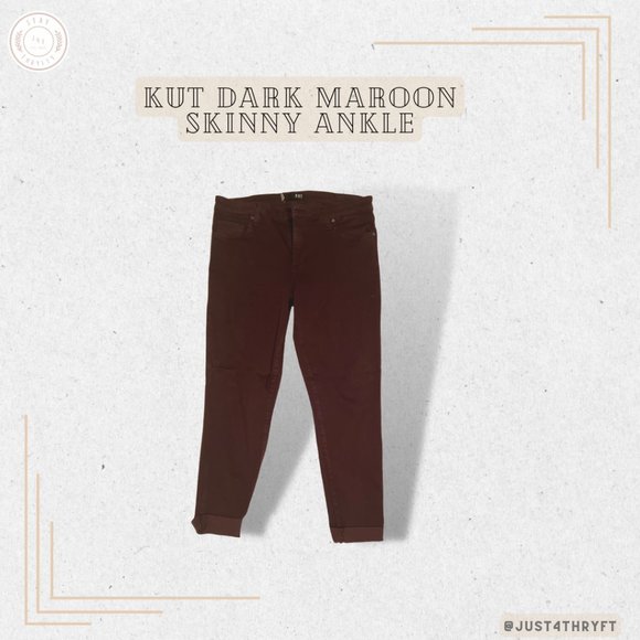 Dark Maroon Skinny Ankle Jean. (KUT) - Picture 1 of 4